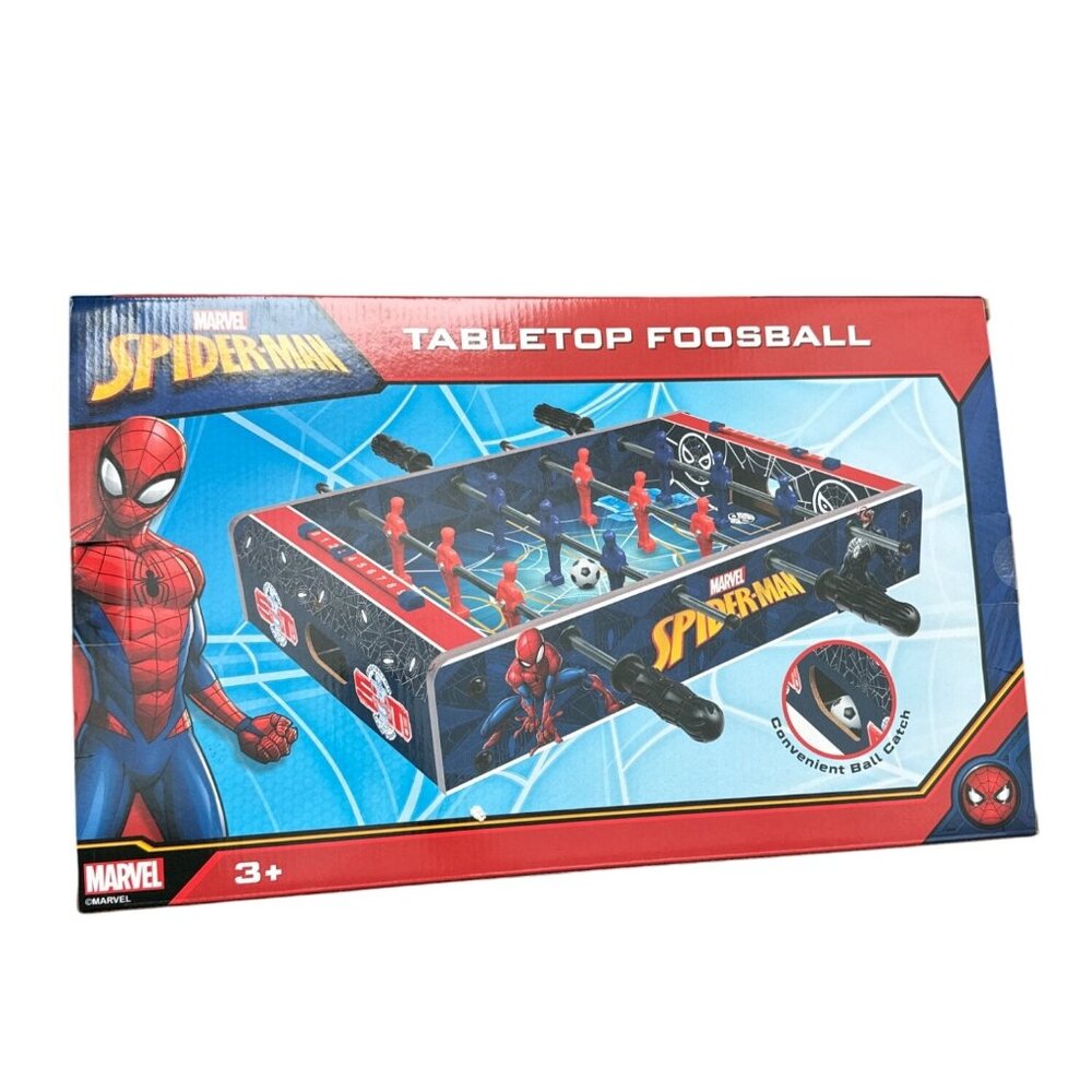 Marvel Spiderman Tabletop Foosball Game Red/Blue Design Age 3+ Arcade Action Toy